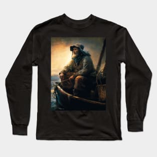 Christian Art Painting of Fisherman Matthew 4:19 Bible Verse 2 Long Sleeve T-Shirt